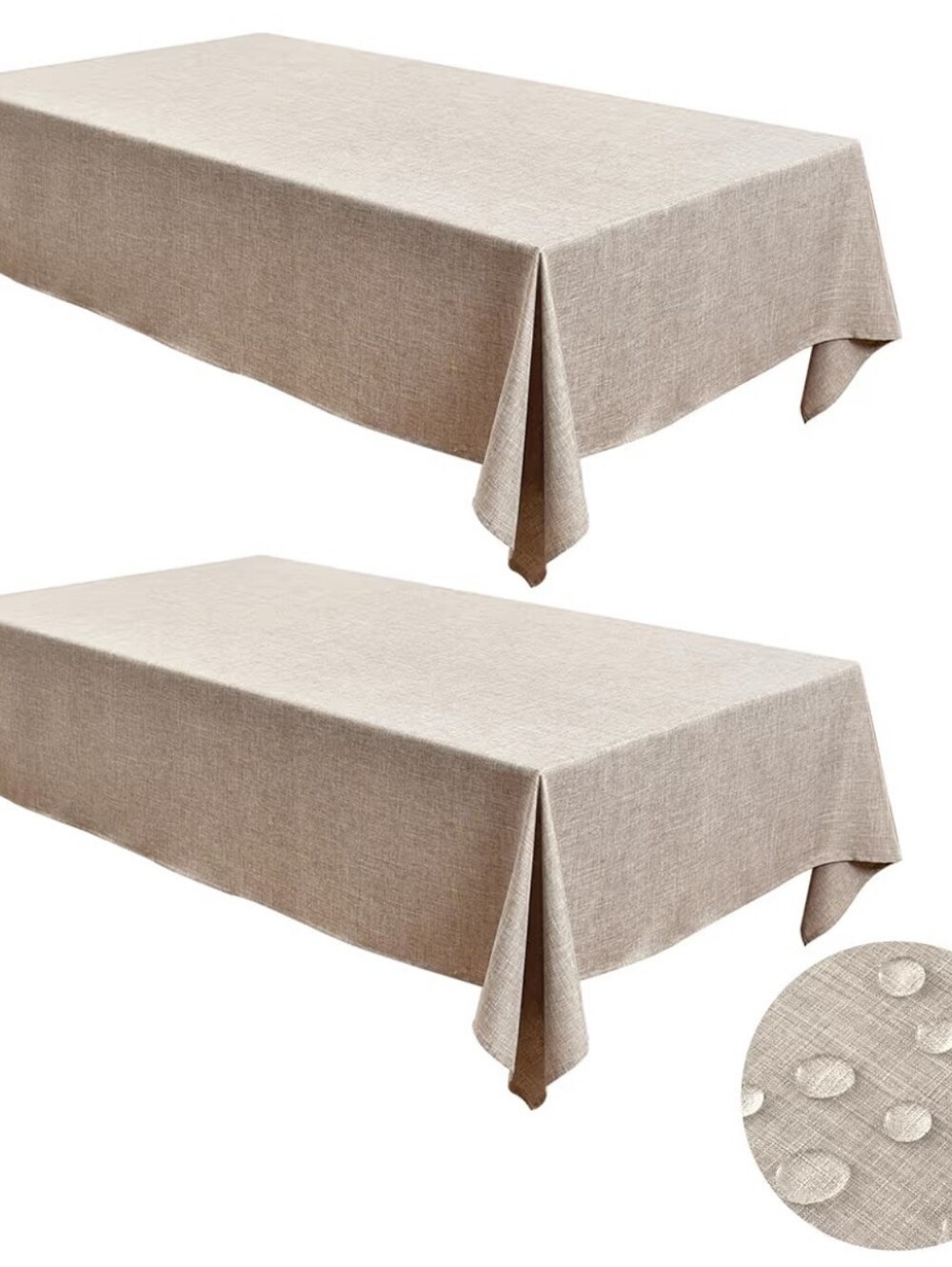 Beige Water-Resistant Tablecloth - 2-Pack Size 60 X 102